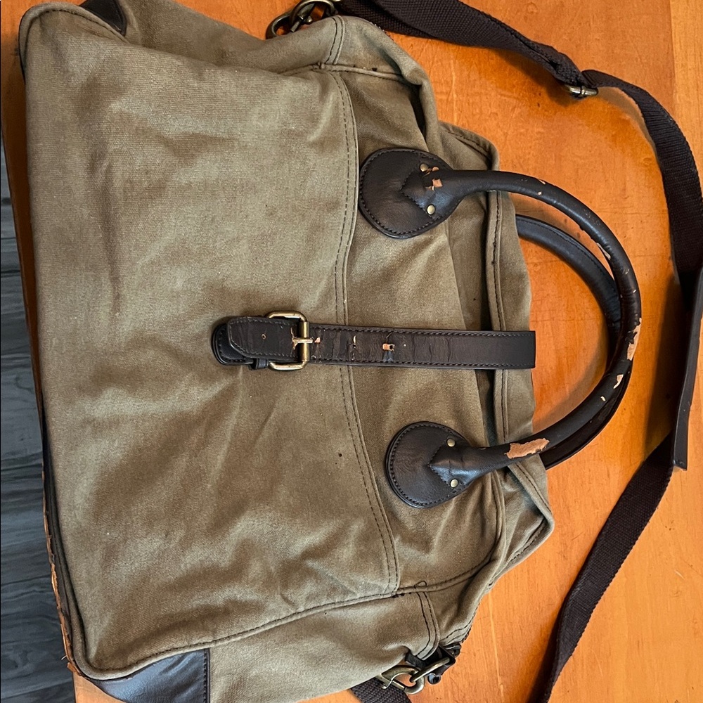 J Crew Olive Green Canvas Laptop or Messenger Men's Bag